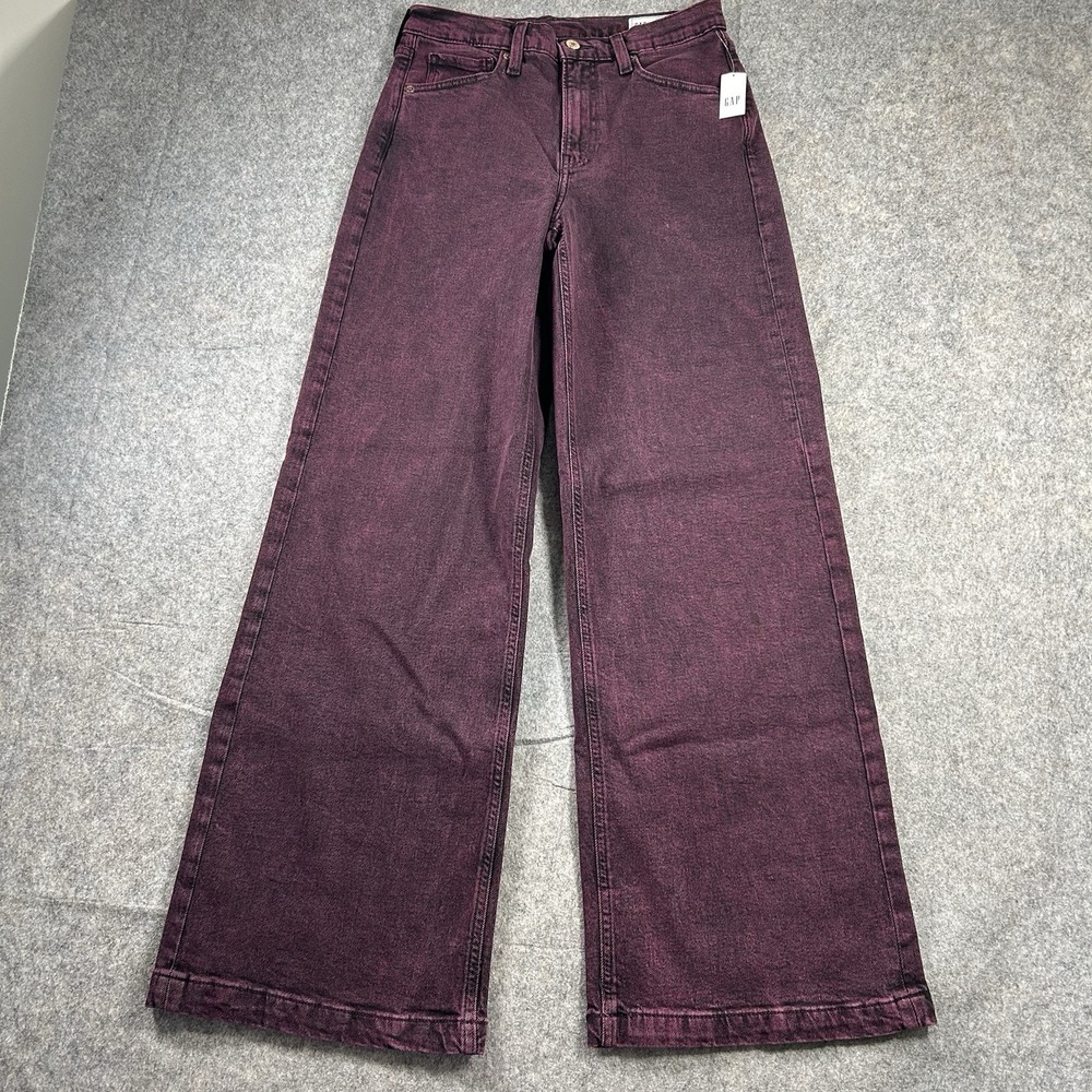 GAP Jeans Women's 6 High Rise Stride Plum Burgundy Wide Leg